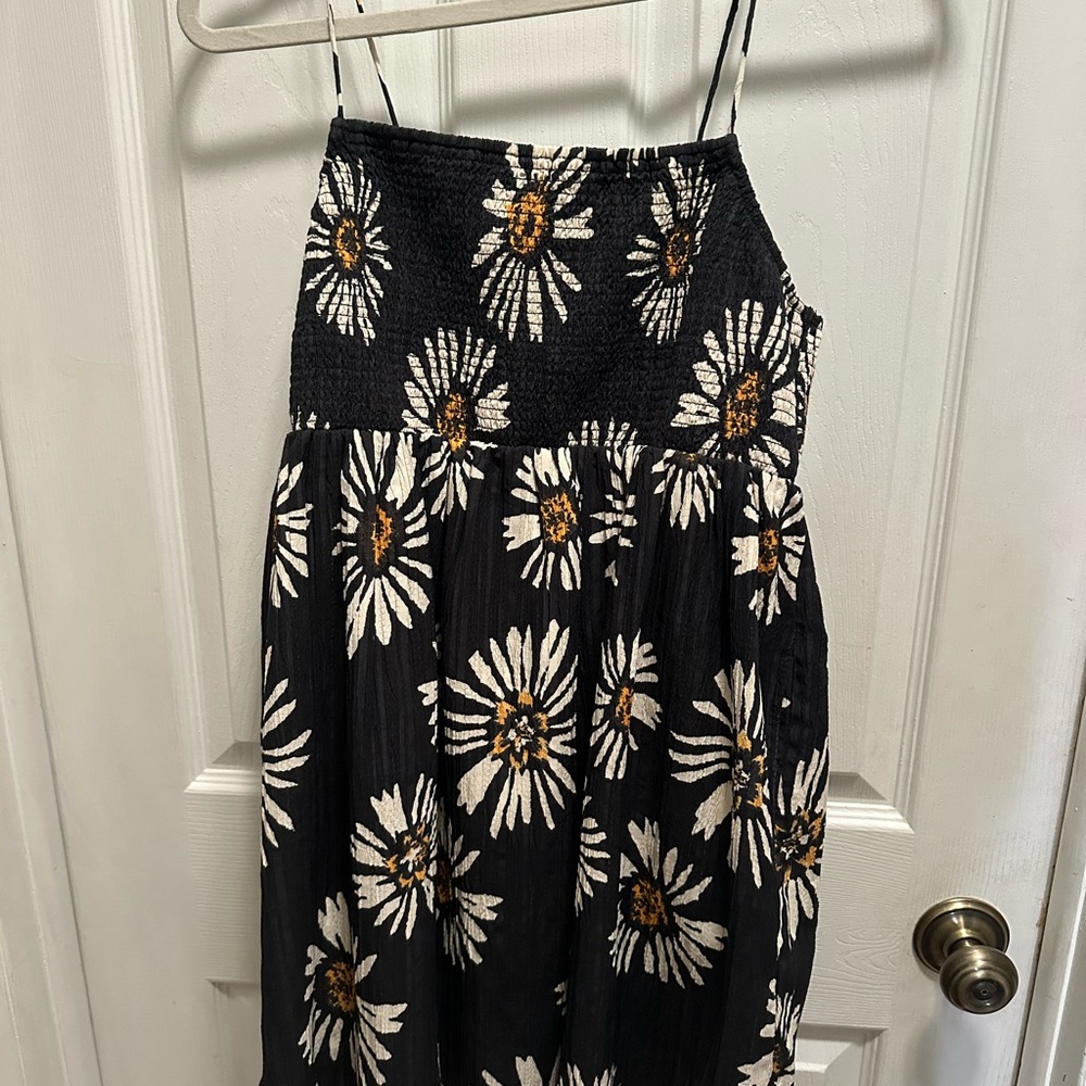 Floral Navy and Cream Women's Mini Dress/Tunic